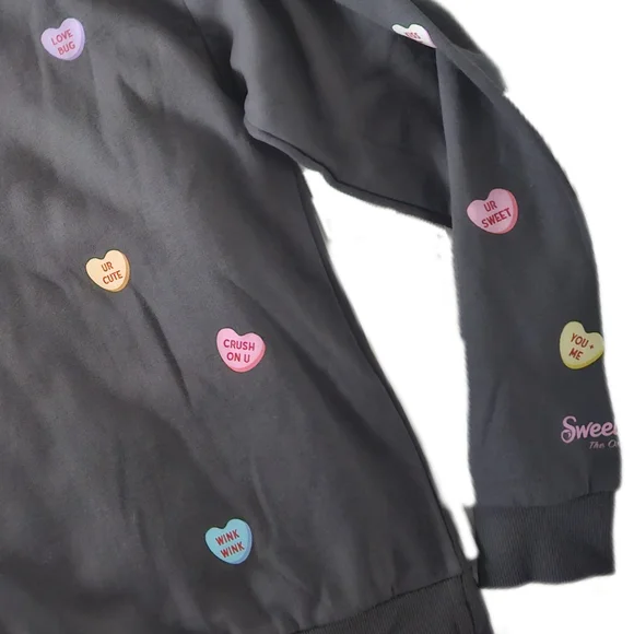 Gray Sweatshirt with Colorful Heart Patches - Picture 6 of 6